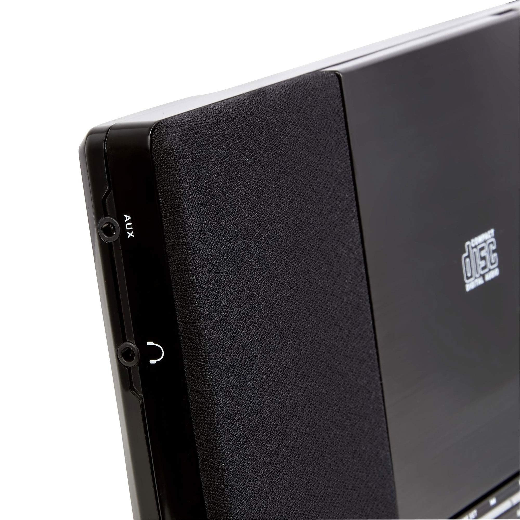 Portable CD Player with Built-in Speakers & FM Radio - Vertical Home Audio System with Remote, Clock, Wall Mount & Desktop Stand - Perfect for Bedroom, Office & Living Room - Model MC-5220