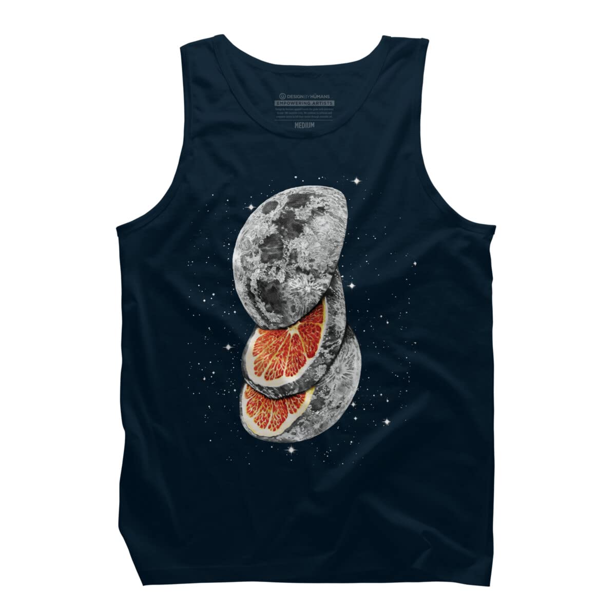 Design By Humans Men's Lunar Fruit by JPOrmiston Sleeveless Graphic Tank Top - Cool Summer Casual Wear for Gym, Beach & Outdoor Activities