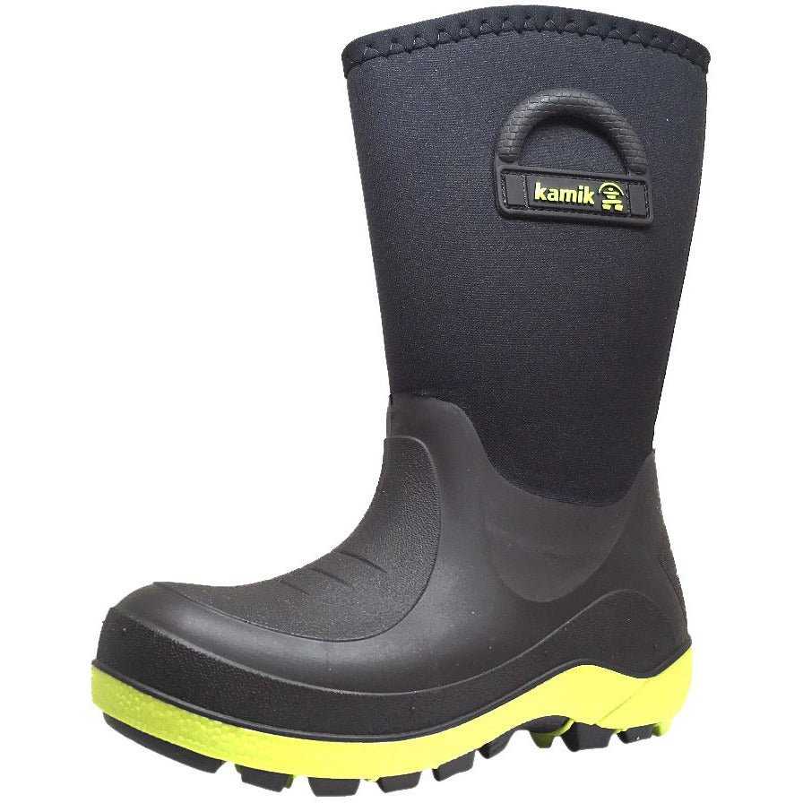Kamik Bluster Kids' Waterproof Rubber Rain Boots for Boys & Girls - Black | All-Weather Protection for School, Play & Outdoor Adventures