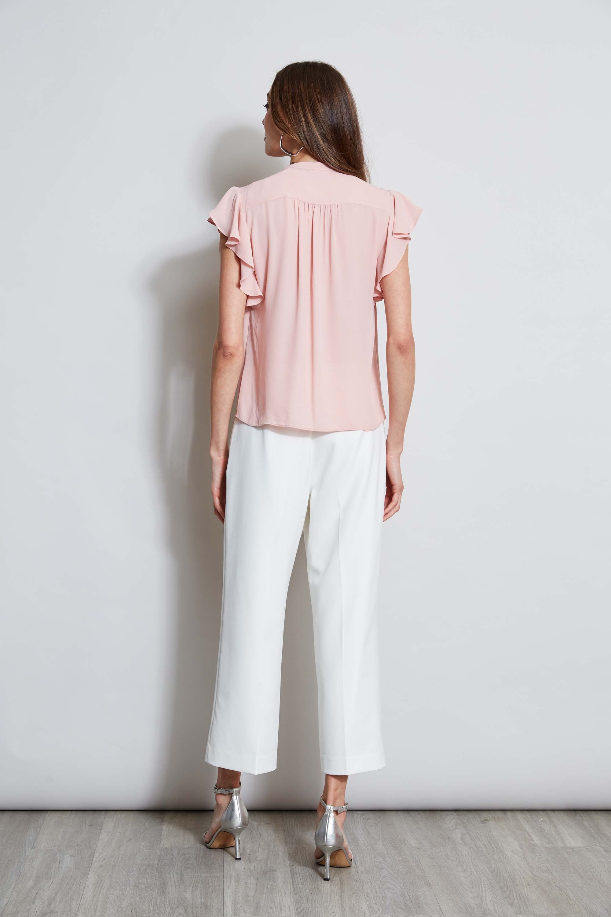 Tahari Women's Flutter Sleeve Blouse - Elegant Flowy Top for Work & Casual Wear | Office Outfits, Date Nights & Special Occasions