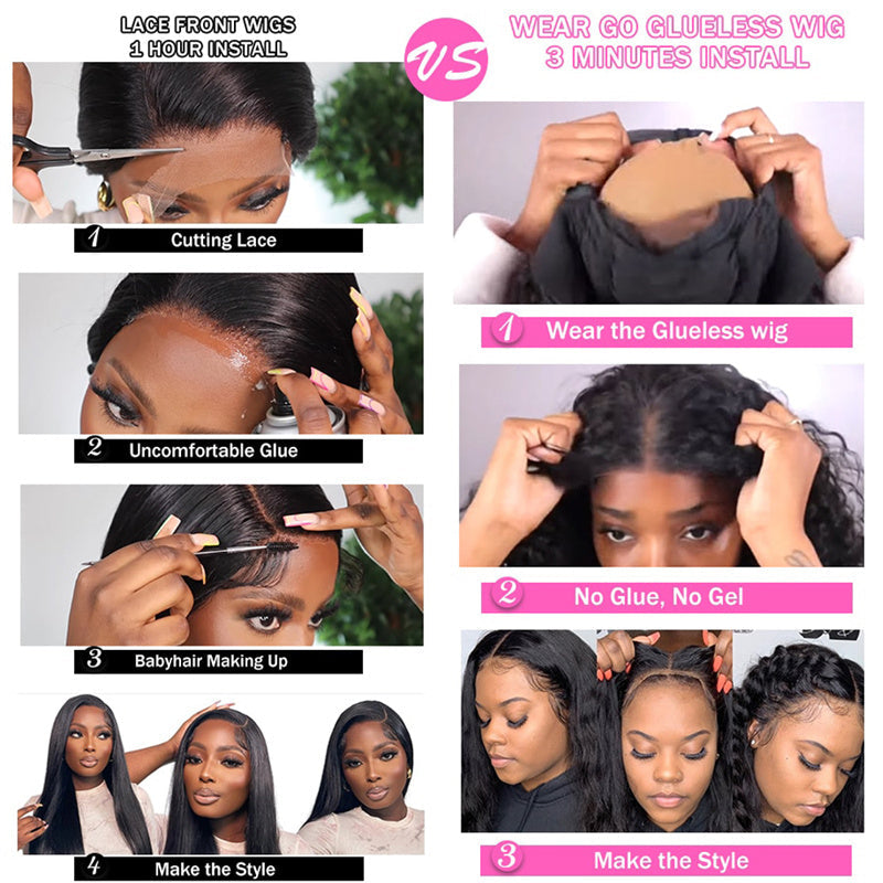 Eullair Wear Go Glueless Wig - Water Wave 6x4 5x5 HD Lace Closure Human Hair Wigs for Women | Pre-Cut Lace, Natural Hairline & Beginner Friendly | Perfect for Daily Wear, Parties & Special Occasions