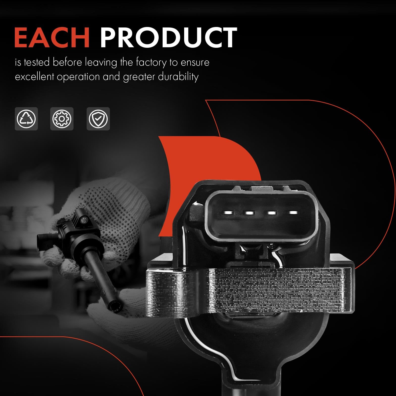 Premium Ignition Coil Pack Compatible with Jaguar XJ8 XJR XK8 XKR Vanden Plas 1999-2003 Models - 4.0L V8 Engine (4-Pin Connector) UF-415 Replacement Part - Perfect for Smooth Engine Performance & DIY Auto Repairs