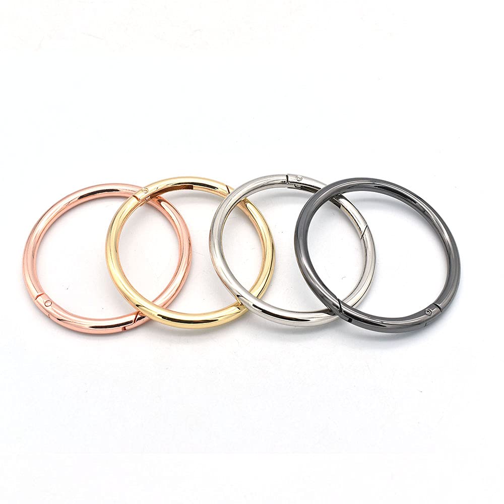 Rose Gold Metal Spring Snap Hook Rings (2pcs) - Durable Round Gate O Rings for Purses, Handbags, Wallets & DIY Crafts - Perfect for Bag Closures, Keychains & Jewelry Making