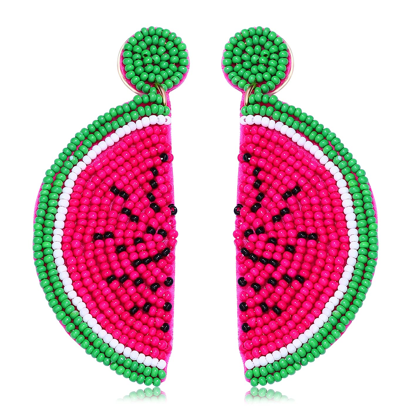 Handmade Boho Seed Bead Drop Earrings for Women - Tropical Fruit & Flamingo Dangle Earrings - Perfect for Summer, Beach Vacations & Boho Fashion Accessories