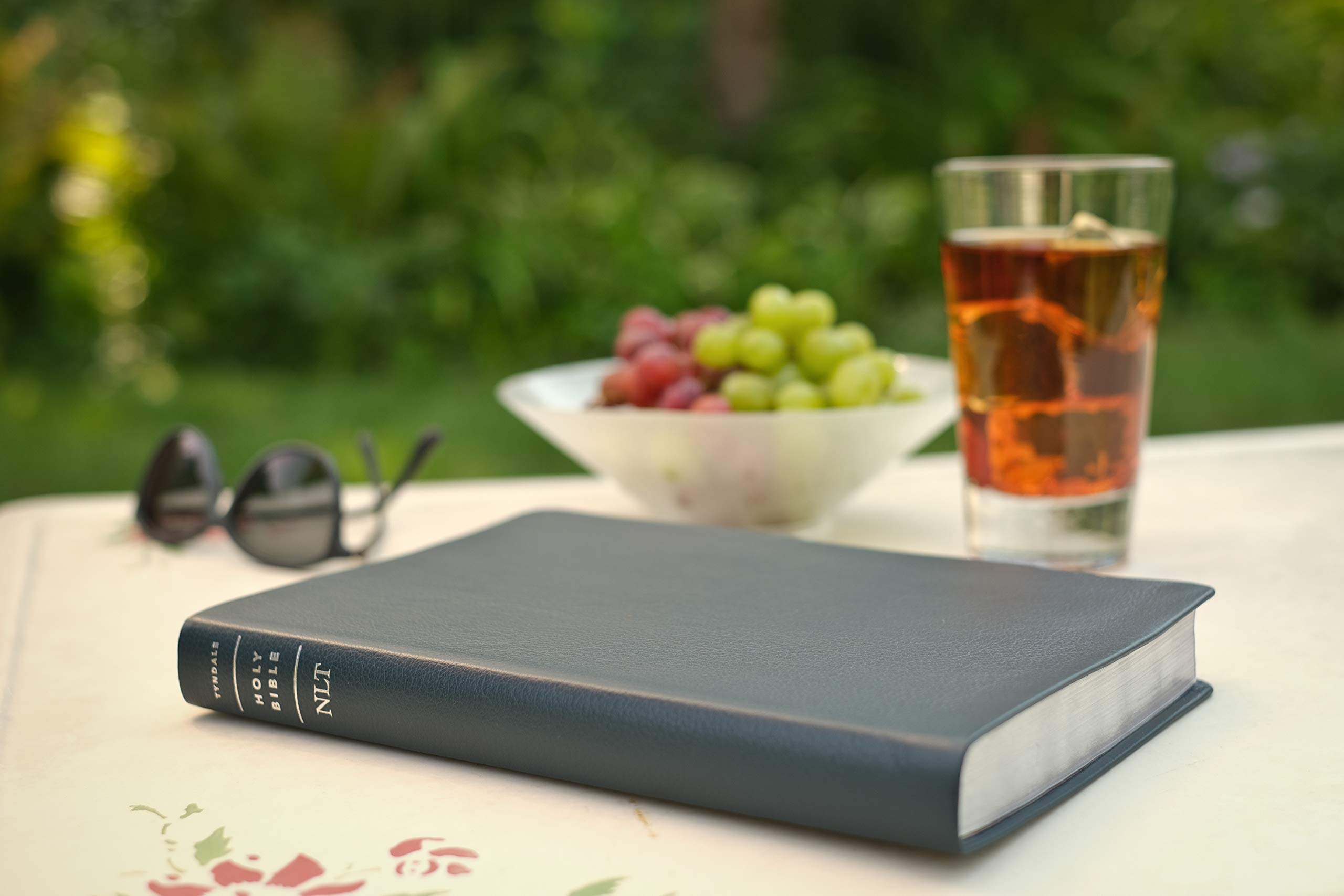 Large Print Thinline Bible - Genuine Leather Navy Blue for Devotion & Study