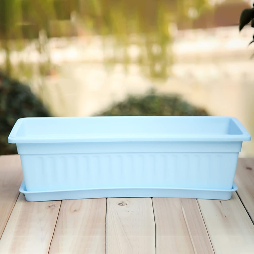 Etlegor PP Resin Rectangular Planter Box with Drainage Tray - Vegetable & Flower Growing Container for Balcony, Windowsill, Indoor & Outdoor Gardening - Durable Garden Plant Pot for Herbs, Succulents, and Home Decor