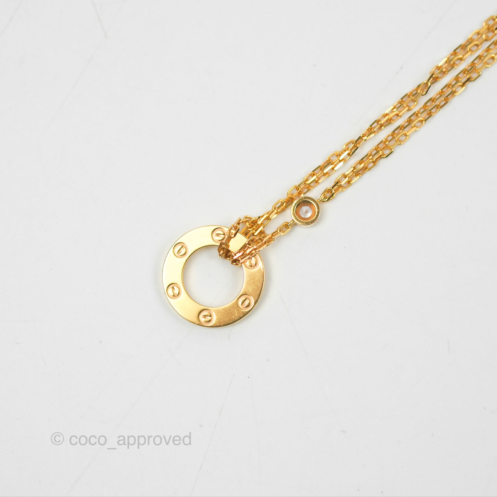 Cartier Love Necklace 18K Rose Gold with 2 Diamonds - Elegant Jewelry Gift for Women, Anniversary & Valentine's Day