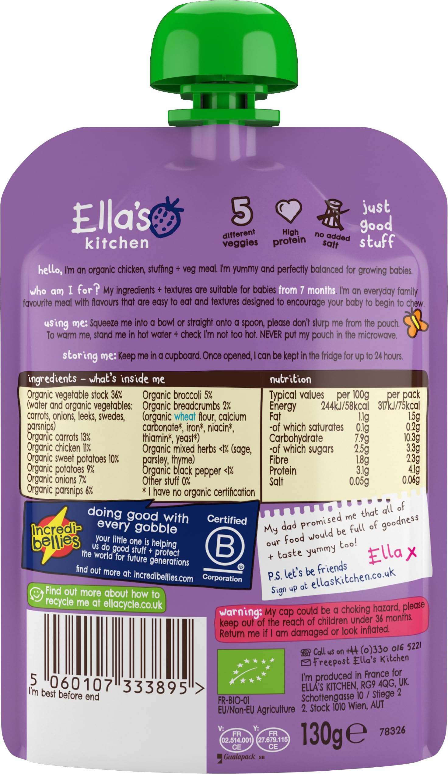 Ella's Organic Cherry Chicken Dinner 130g - Healthy Baby Meal