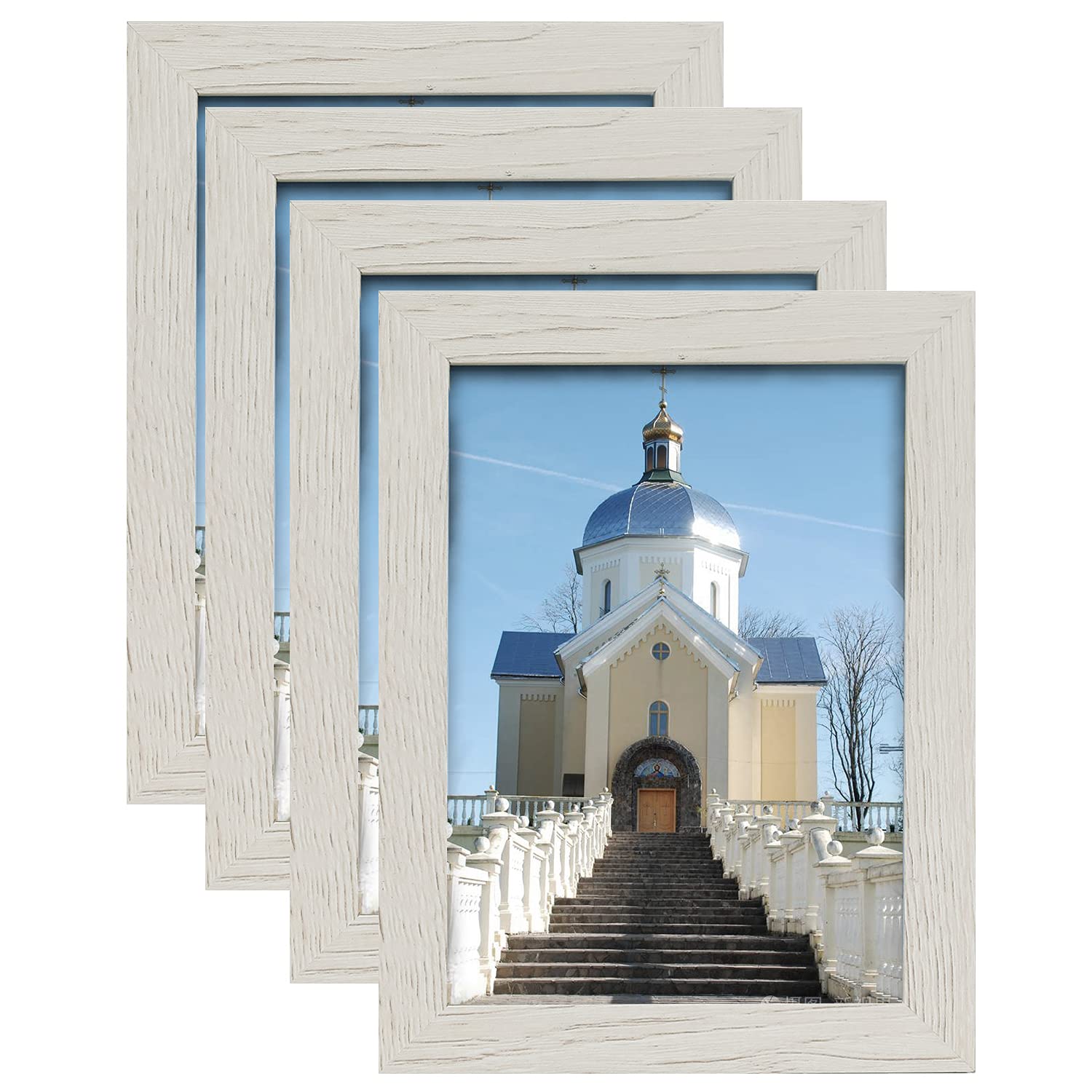 4 Pack Wooden Picture Frames for 5x7 Photos - Wall Mount & Tabletop Display - Perfect for Home Decor, Office, Wedding, and Family Photos