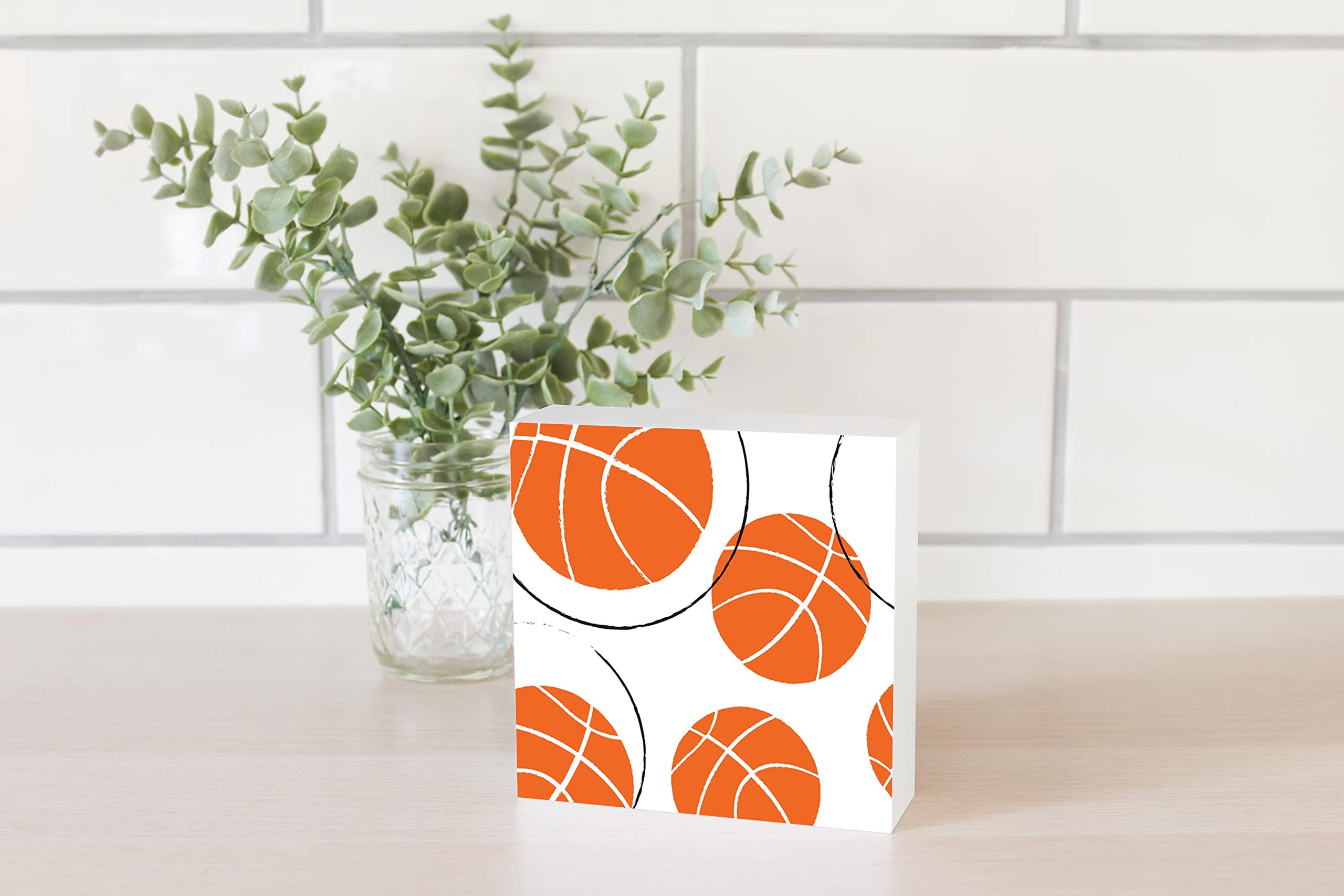 Elanze Designs Dark Orange Basketball Wood Plaque - Perfect for Sports Room Decor