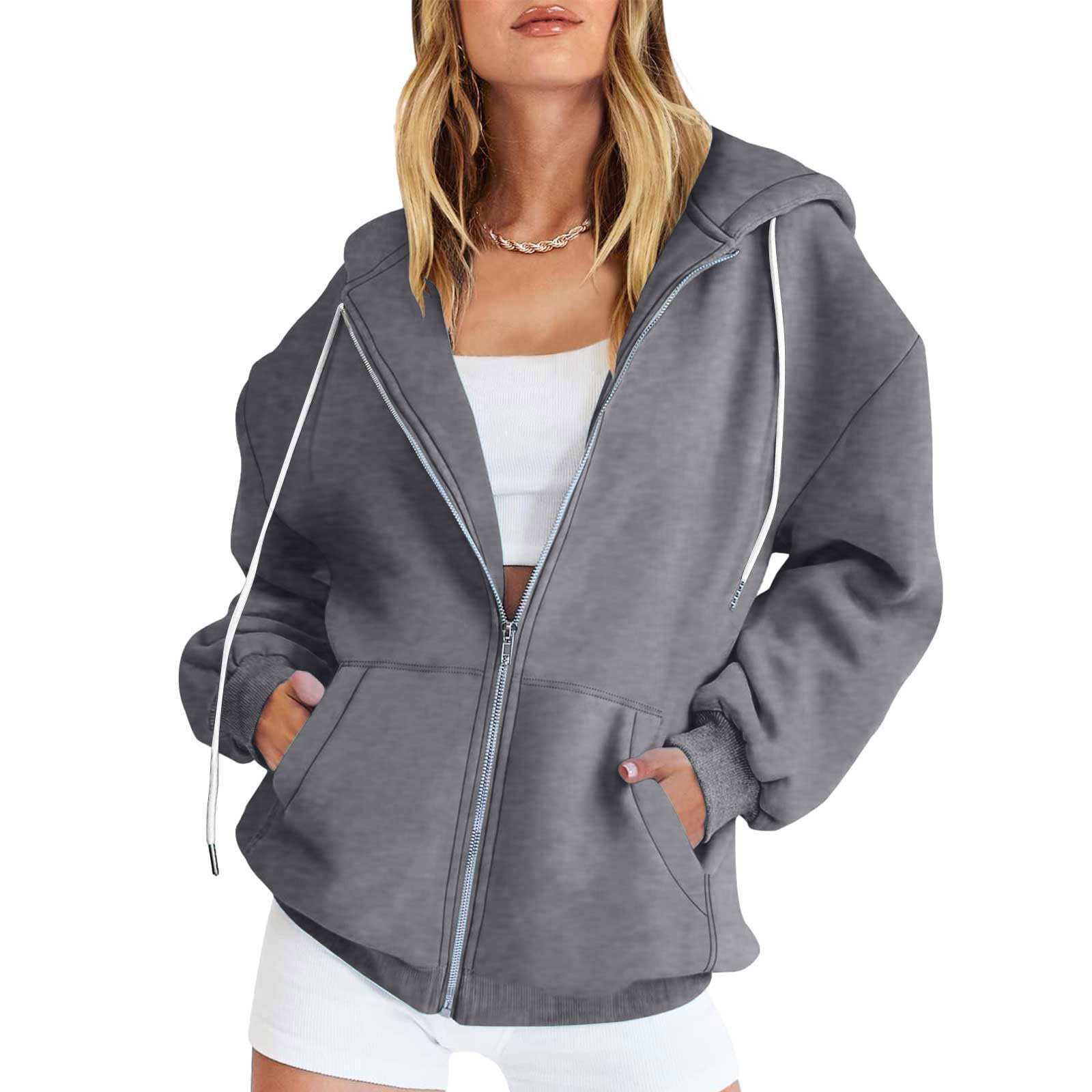 Trendy Y2K Zip-Up Hoodies for Women - Long Sleeve Streetwear Hooded Sweatshirts | Fall Fashion Casual Wear | Perfect for Street Style, Layering & Everyday Comfort