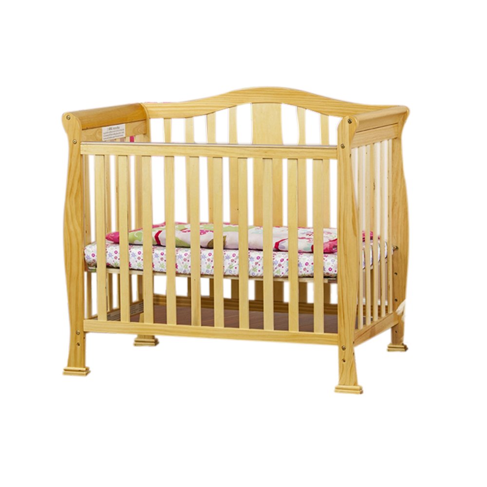 **Dream On Me Addison 4-in-1 Convertible Mini Crib – Natural New Zealand Pinewood, Greenguard Gold Certified, Non-Toxic Finishes, Includes 1” Mattress Pad – Perfect for Nursery, Small Spaces & Travel**
