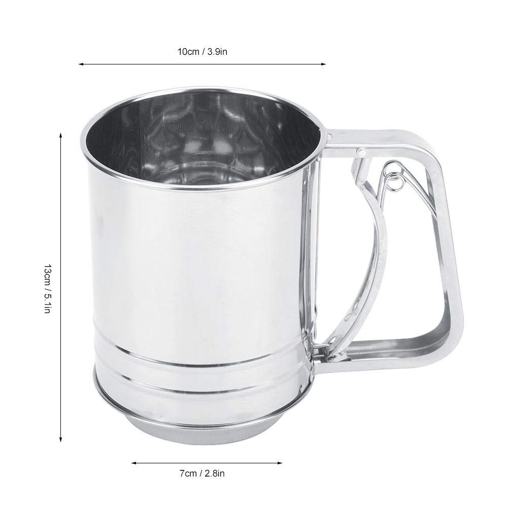 Premium Stainless Steel Powder Sifter - Double Layer Fine Mesh Flour Sugar Spice Sieve for Baking | Handheld Kitchen Strainer for Cake Decorating, Cookie Making & Cooking Essentials
