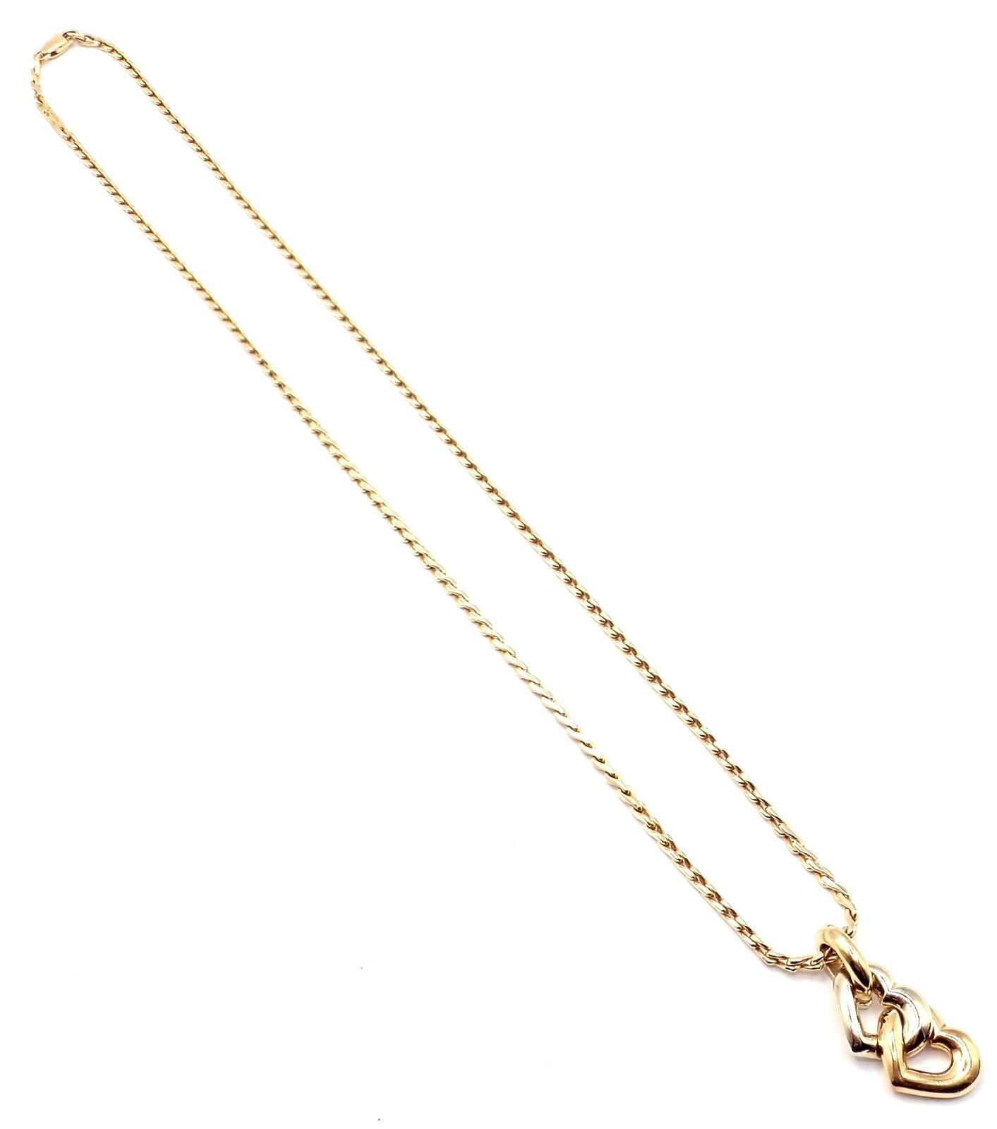 Authentic Cartier 18k Yellow & White Gold Double Heart Pendant Necklace - Luxury Jewelry Gift for Women, Perfect for Anniversaries & Valentine's Day