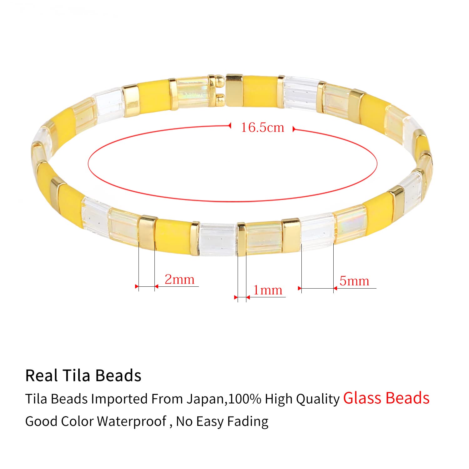 KELITCH Women's TILA Beaded Bracelet - Handmade Stretch Friendship Bracelet with Miyuki Beads in Candy Colors (Yellow 02C) - Perfect for Stacking, Gifts, and Boho Fashion Accessories