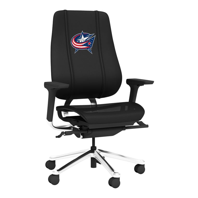 PhantomX Black Mesh Gaming Chair with Columbus Blue Jackets Logo - Ergonomic Office & Esports Comfort