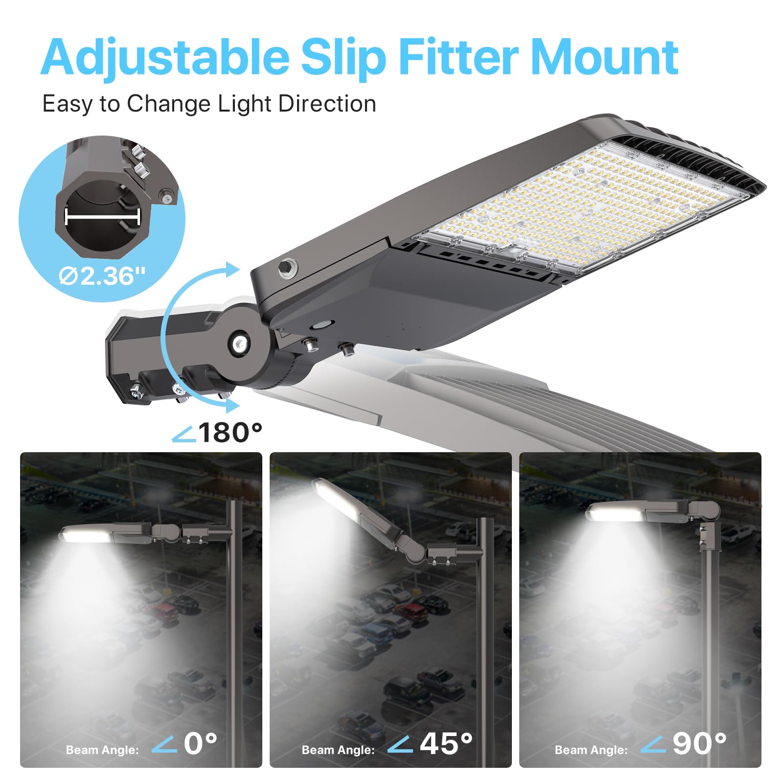 HYPERLITE 200W LED Parking Lot Lights with Dusk to Dawn Photocell - 5000K 30,000LM Commercial Outdoor Lighting - UL Certified IP65 Waterproof LED Pole Lights with Adjustable Slip Fitter Mounting - Ideal for Parking Lots, Gas Stations, Warehouses & Industrial Areas