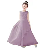 2024 Elegant Chiffon Flower Girl Dress for Weddings | First Communion Gown | Junior Bridesmaid Outfit | Perfect for Church Ceremonies, Birthday Parties & Special Occasions
