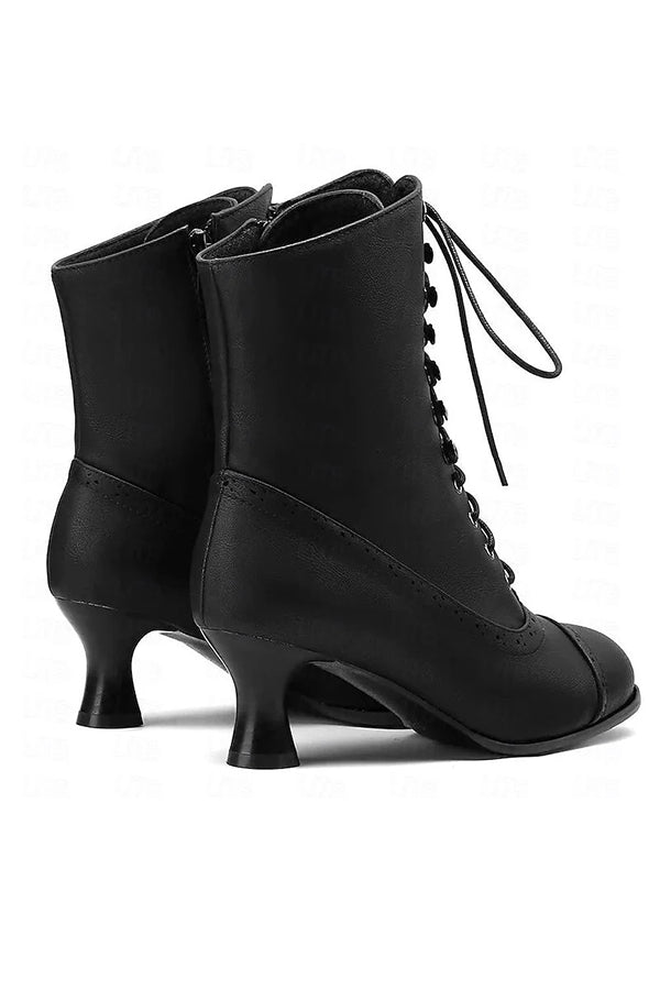 British Style Thick Heel Mid Calf Boots for Women - Fashionable Winter Ankle Boots with Comfortable Chunky Heel - Perfect for Office, Dating & Casual Outfits