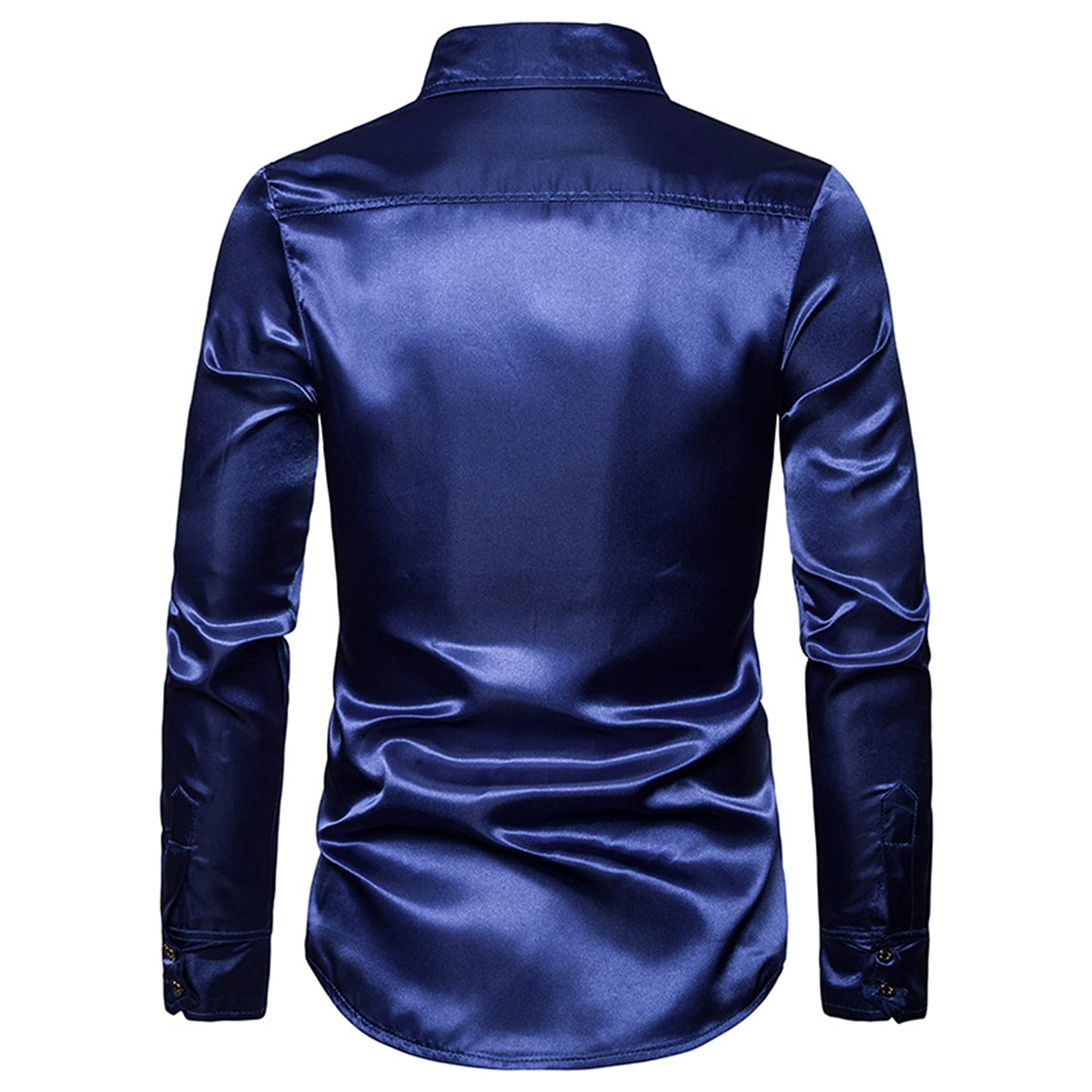 Men's Slim Fit Long Sleeve Dress Shirt - Shiny 90s Luxury Business Button Down Shirt for Office, Party & Formal Occasions