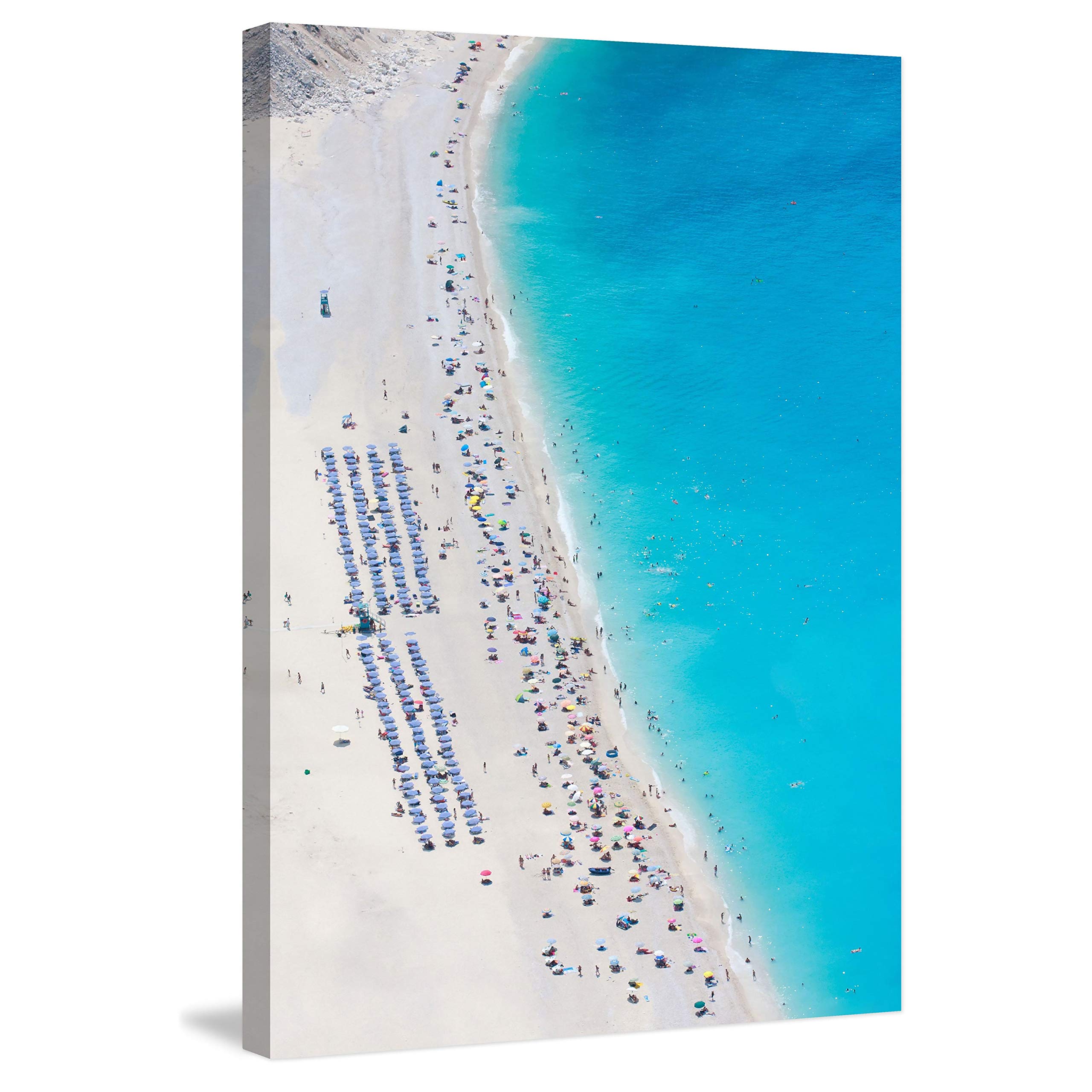 Handmade Beach Gathering Print on Wrapped Canvas 30x45 inches - Coastal Wall Art Decor for Living Room, Bedroom & Office - MARMONT HILL