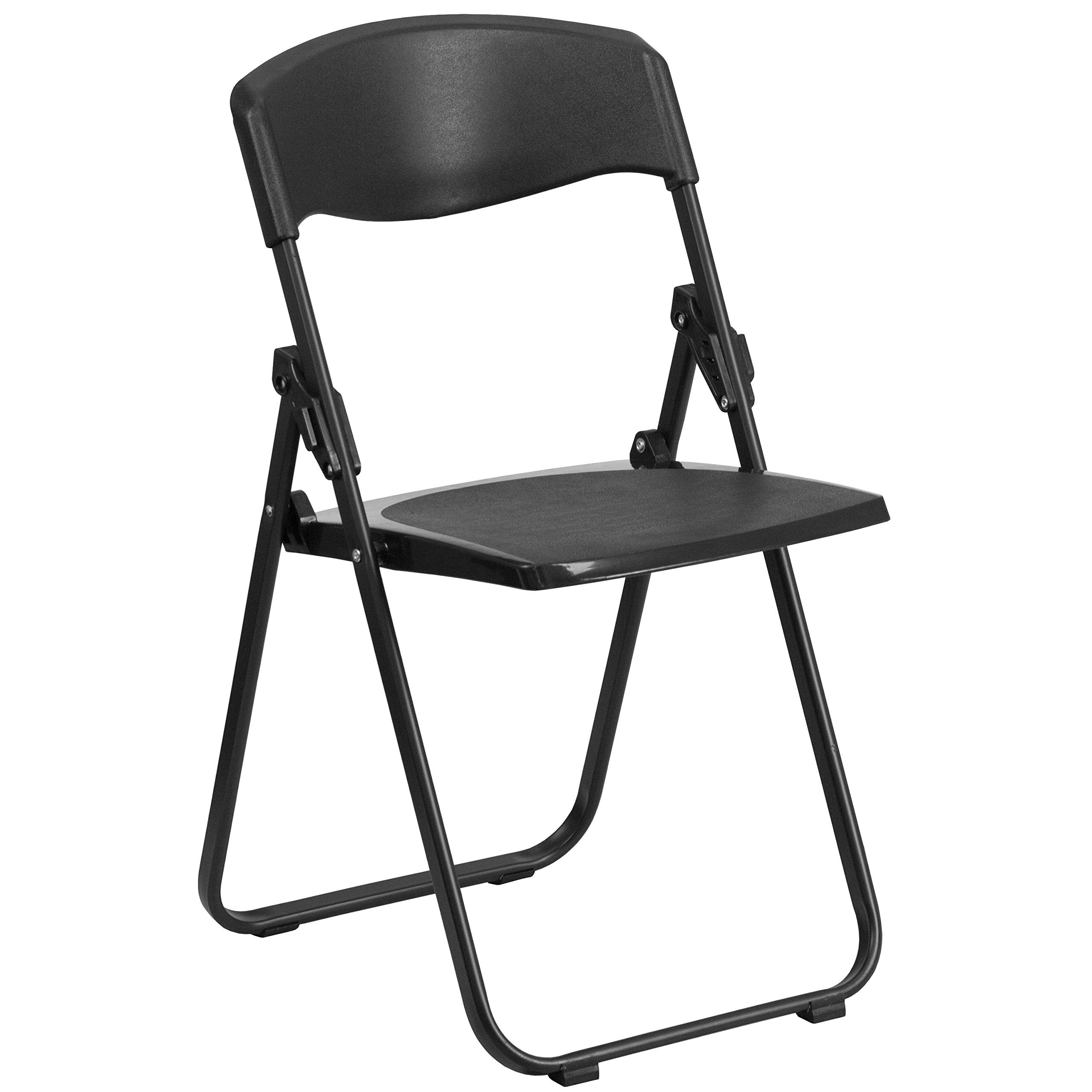 Flash Furniture 2-Pack HERCULES Series Heavy Duty Black Plastic Folding Chairs - 500 lb Capacity, Built-in Ganging Brackets - Ideal for Events, Banquets, and Outdoor Gatherings
