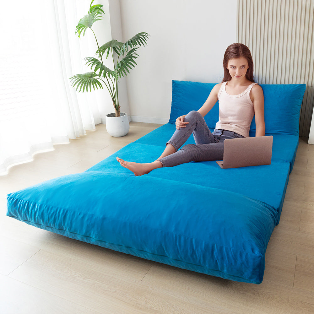 MAXYOYO Velvet Bean Bag Folding Sofa Bed for Adults - Dark Grey Washable Cover - Perfect for Living Room, Bedroom & Dorm Room Lounging