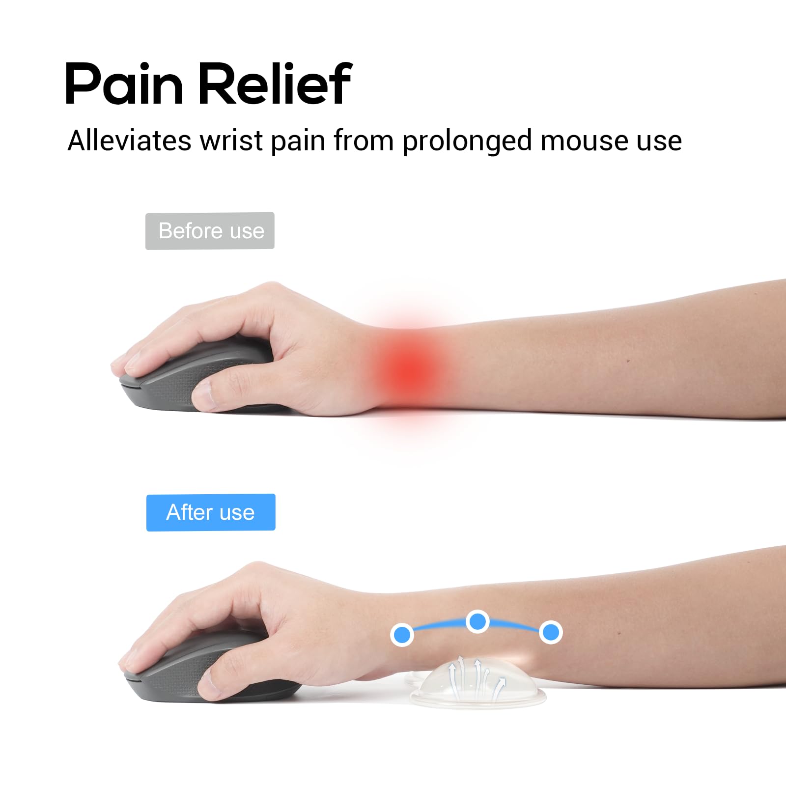 CASUCATTE Clear Gel Mouse Wrist Rest - Ergonomic Non-Slip Wrist Support Pad for Office & Gaming - Soft Comfortable Washable Gel Cushion to Relieve Wrist Pain - Perfect for Computer Work, Typing & Long Gaming Sessions