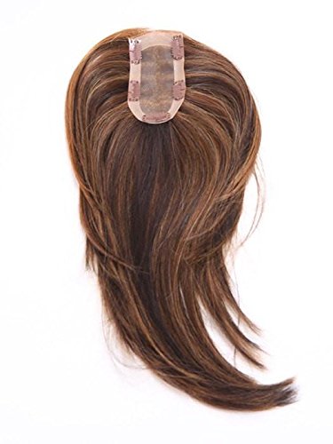 Tru2Life Clip-In Hair Topper - Dark Chocolate R6 Heat-Friendly Synthetic Hairpiece with Monofilament Base | Hair Extensions for Thinning Hair & Volume Boost | Includes Free Hair Loss Booklet by Maxwigs | Perfect for Daily Wear, Special Occasions & Styling