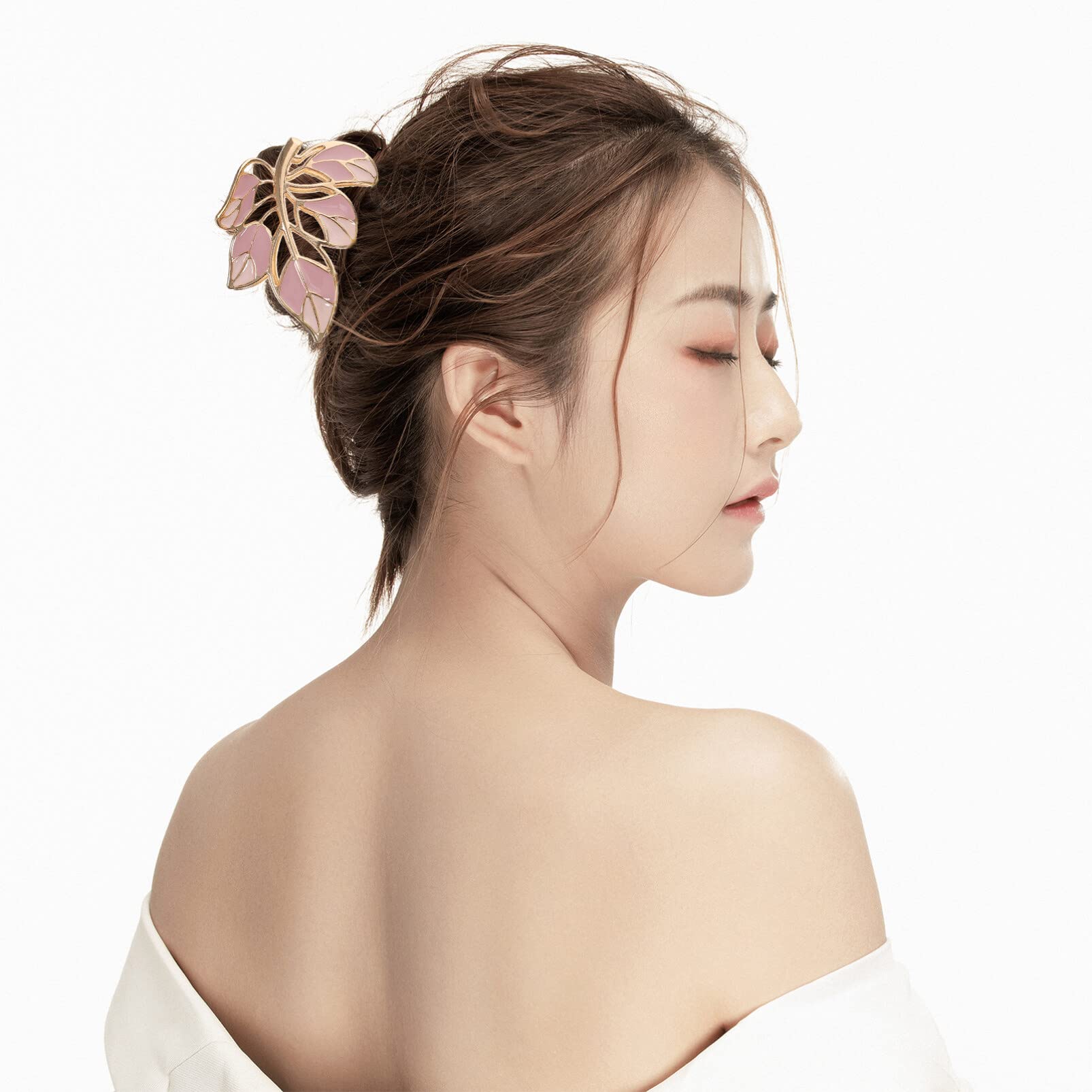 EXCLUZO 3-Piece Large Hair Claw Clips with Leaf Design - Strong Hold Hair Jaw Clips for Women & Girls - Perfect for Updos, Ponytails & Everyday Hairstyles