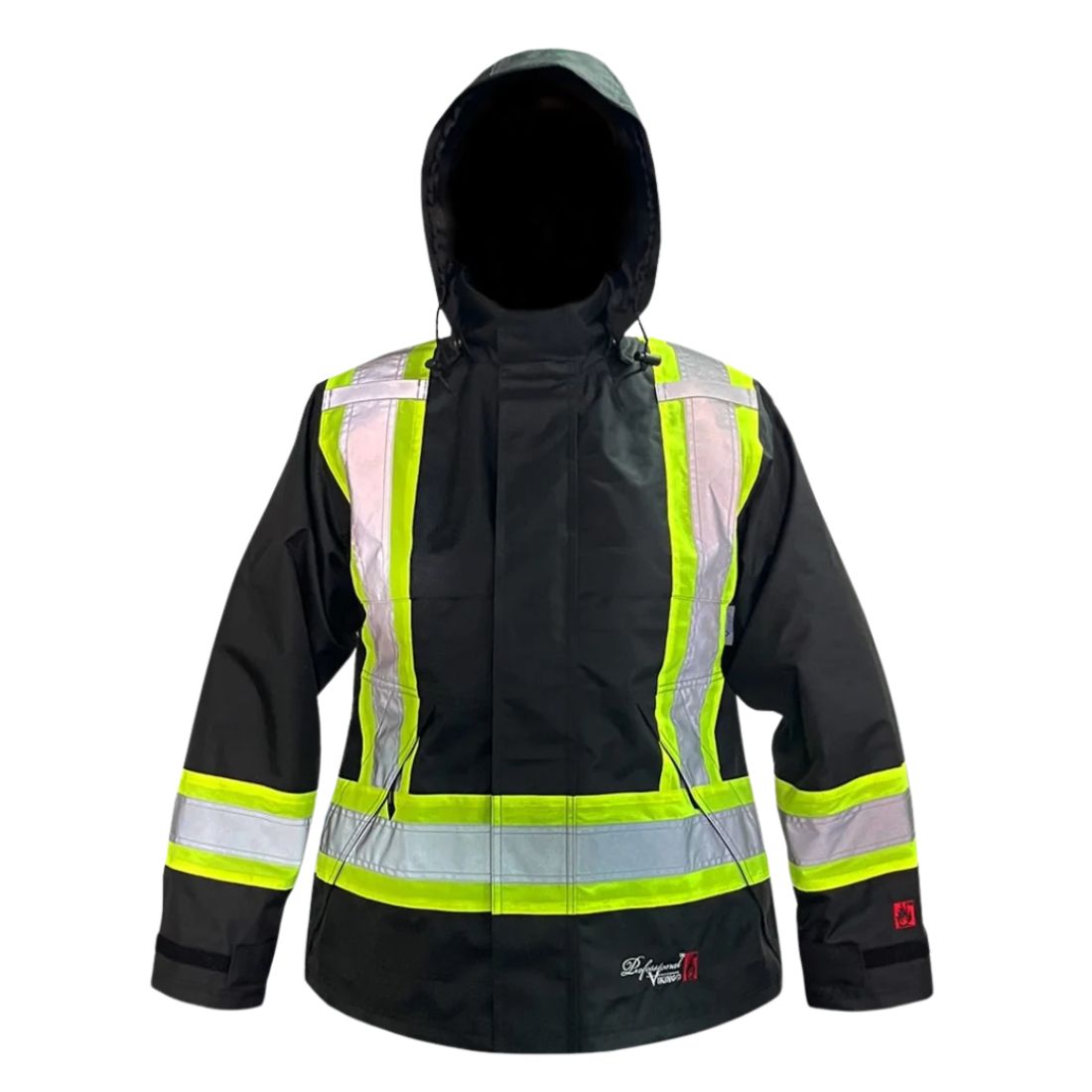 Viking Flame Resistant 300D Ripstop High Visibility Safety Jacket for Women - OSHA Compliant Workwear (Black) | Ideal for Construction, Road Work & Industrial Safety
