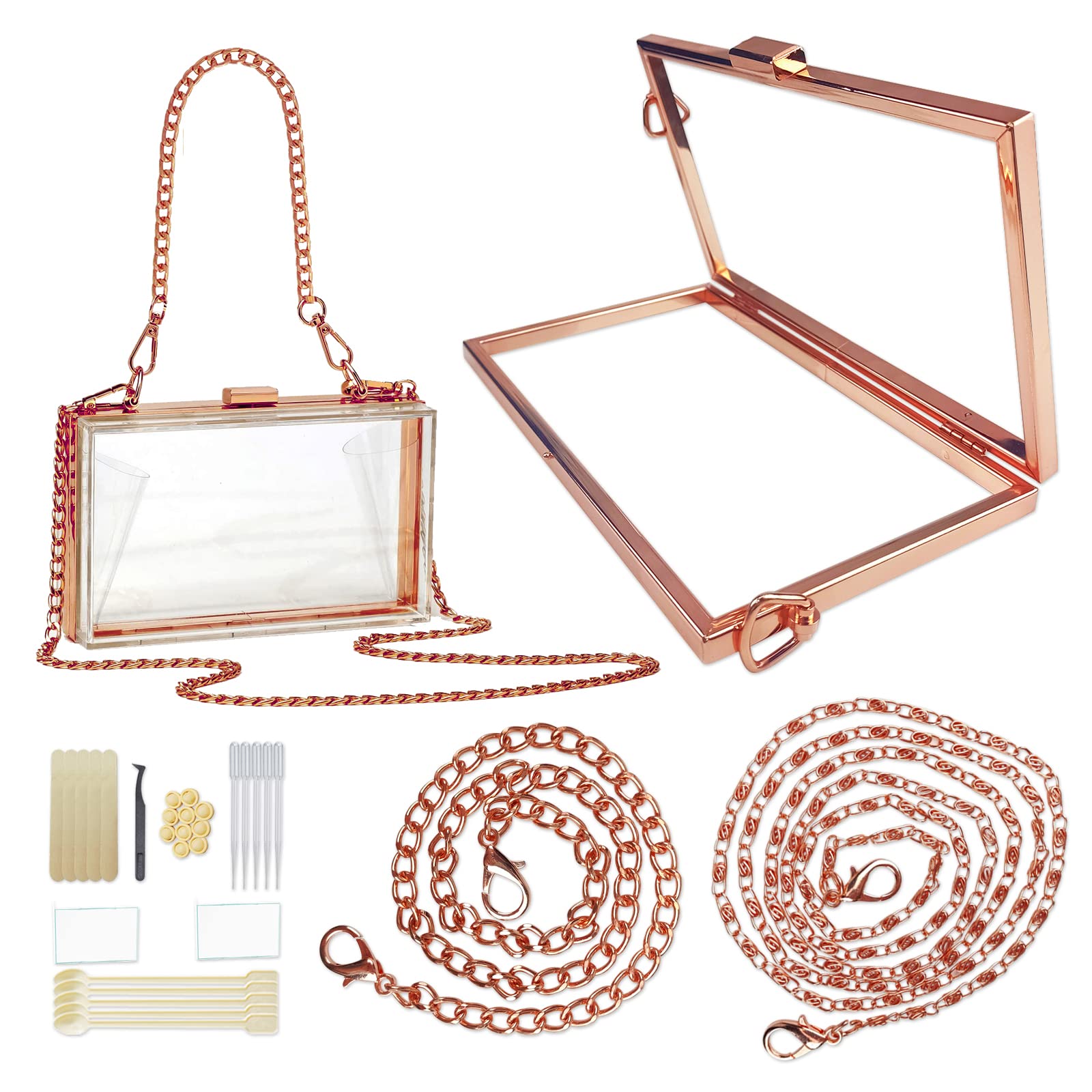 GDDP Rose Gold Rectangular Resin Clutch Purse Mold Frame - Metal Bag Frame Accessories for DIY Resin Handbag Making, Create Unique Designer Purses - Perfect for Crafting, Gift Making & Fashion Accessories