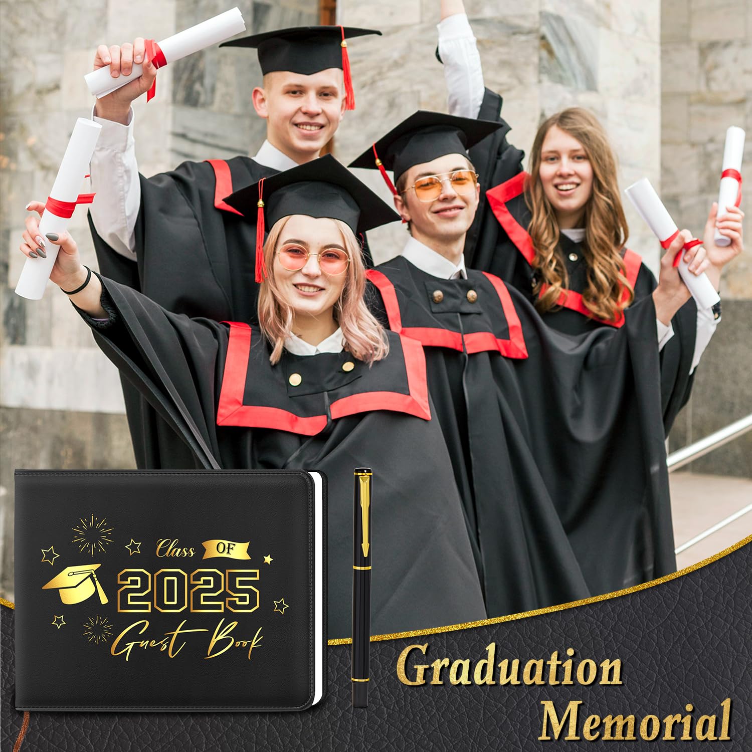 Class of 2025 Graduation Guest Book with Pen - Signature Memory Book for High School & College Graduation Parties - Perfect for Commencement Ceremonies & Graduation Celebrations