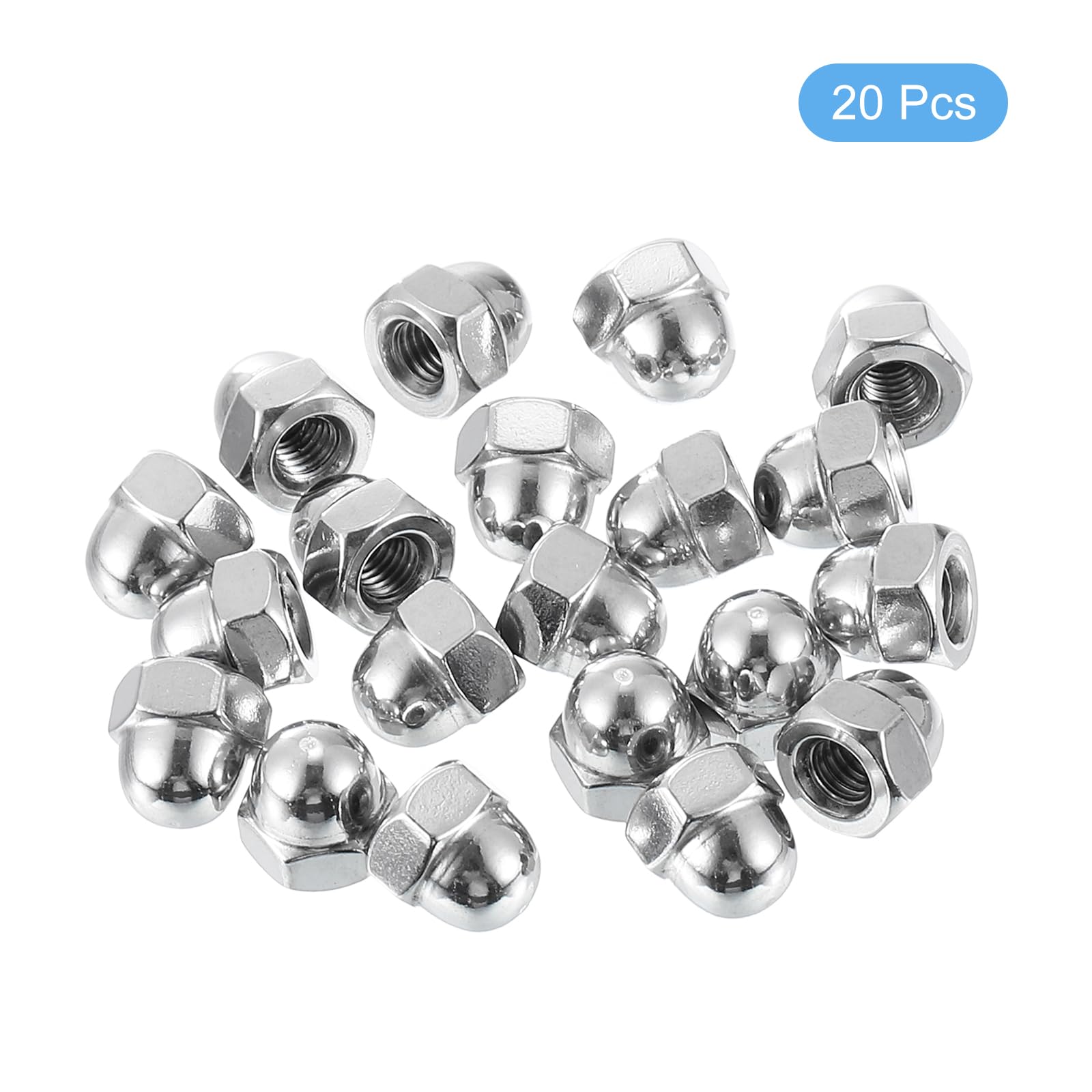 uxcell #10-32 Acorn Cap Nuts, 20Pcs 304 Stainless Steel Dome Head Nuts - Corrosion Resistant Hardware for Bolt Covers (Silvery Finish) - Perfect for Furniture Assembly, Automotive Repair & DIY Projects
