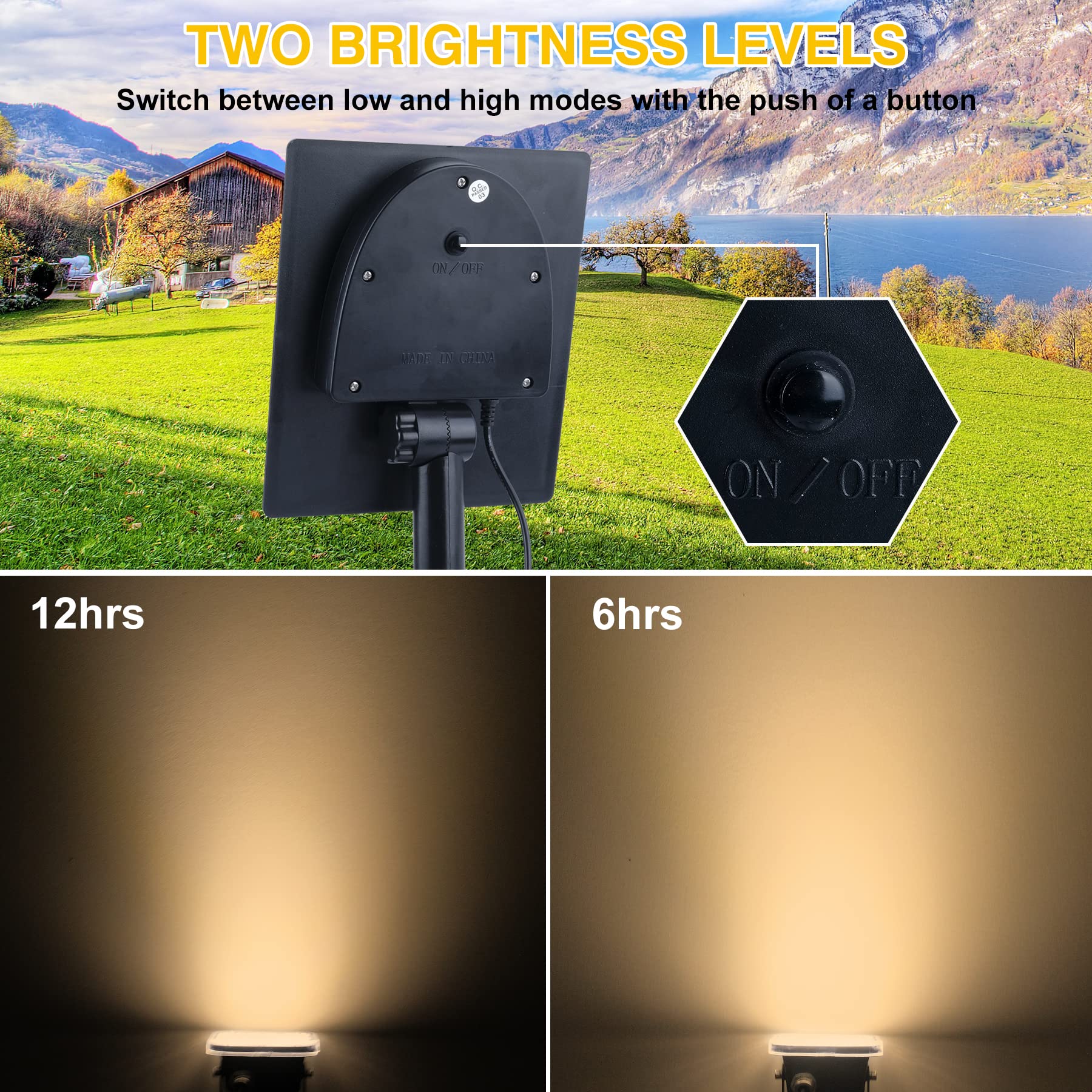 20 LED Solar Spot Lights Outdoor, IP65 Waterproof 3000K Warm White Dusk-to-Dawn Solar Lights for Yard, Garden, Driveway, Porch, Walkway - 4-in-1 Design for Landscape, Pathway, and Security Lighting