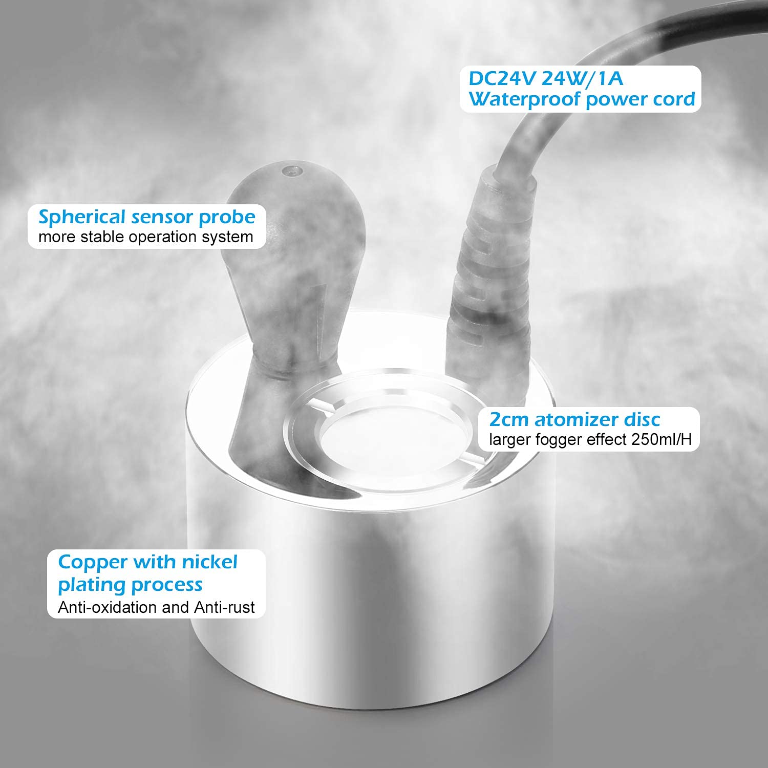 FITNATE Upgraded Water Mist Maker with Floating Splash Guard - Perfect for Humidifiers, Indoor Fountains, and Home Decor