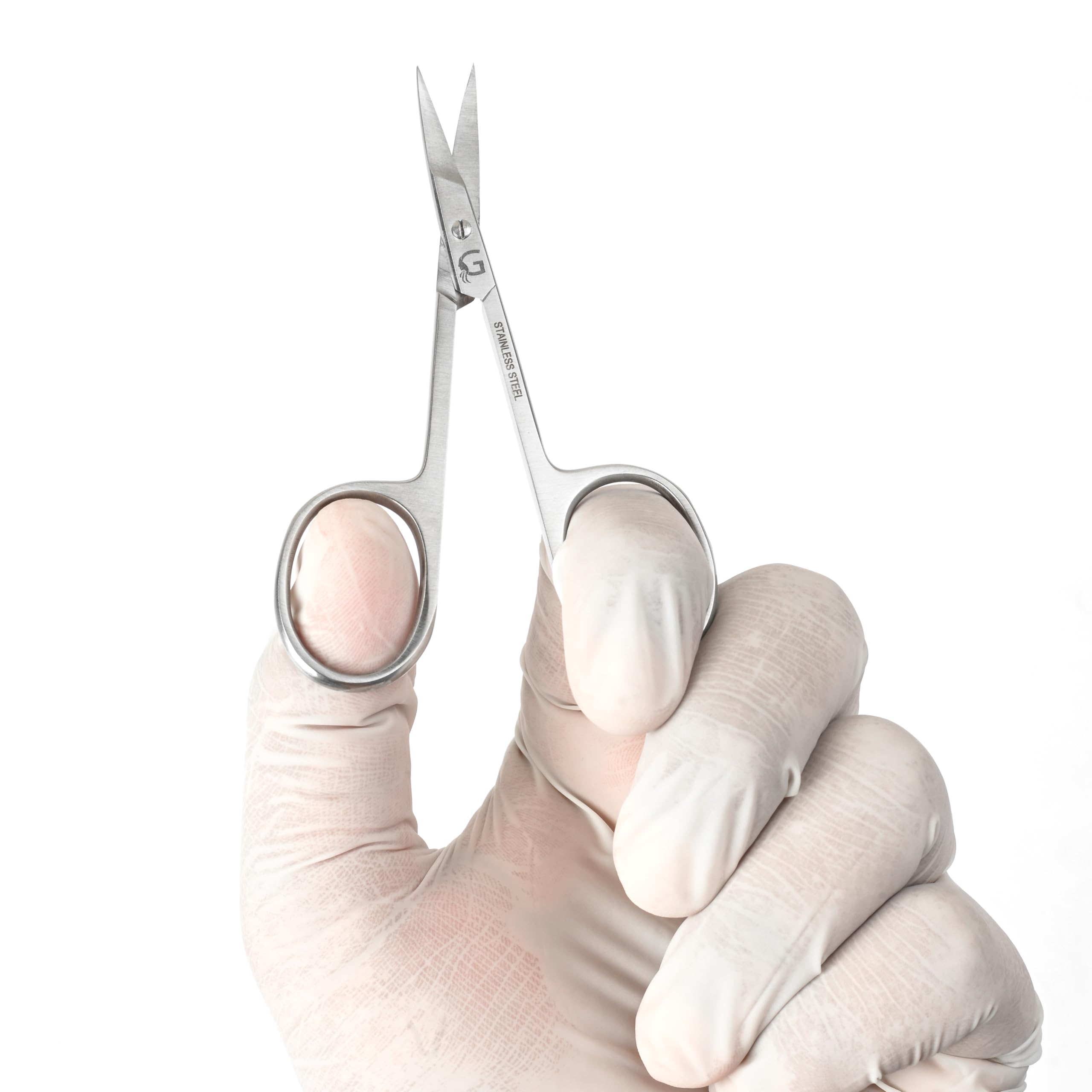 Professional Stainless Steel Cuticle Scissors - Curved Grooming Scissors for Eyebrow, Mustache, Nose Hair, Eyelash & Dry Skin Care - Manicure & Pedicure Essential for Home & Salon Use