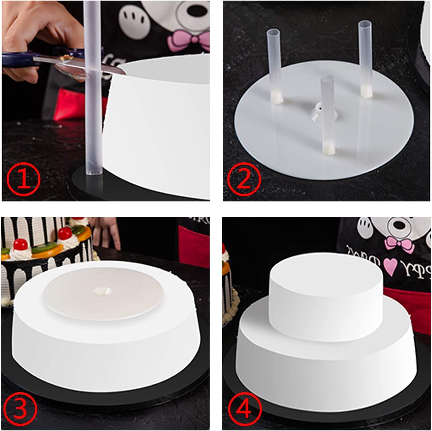 10-Pack White Plastic Cake Dowel Rods for Tiered Cake Support - 0.4