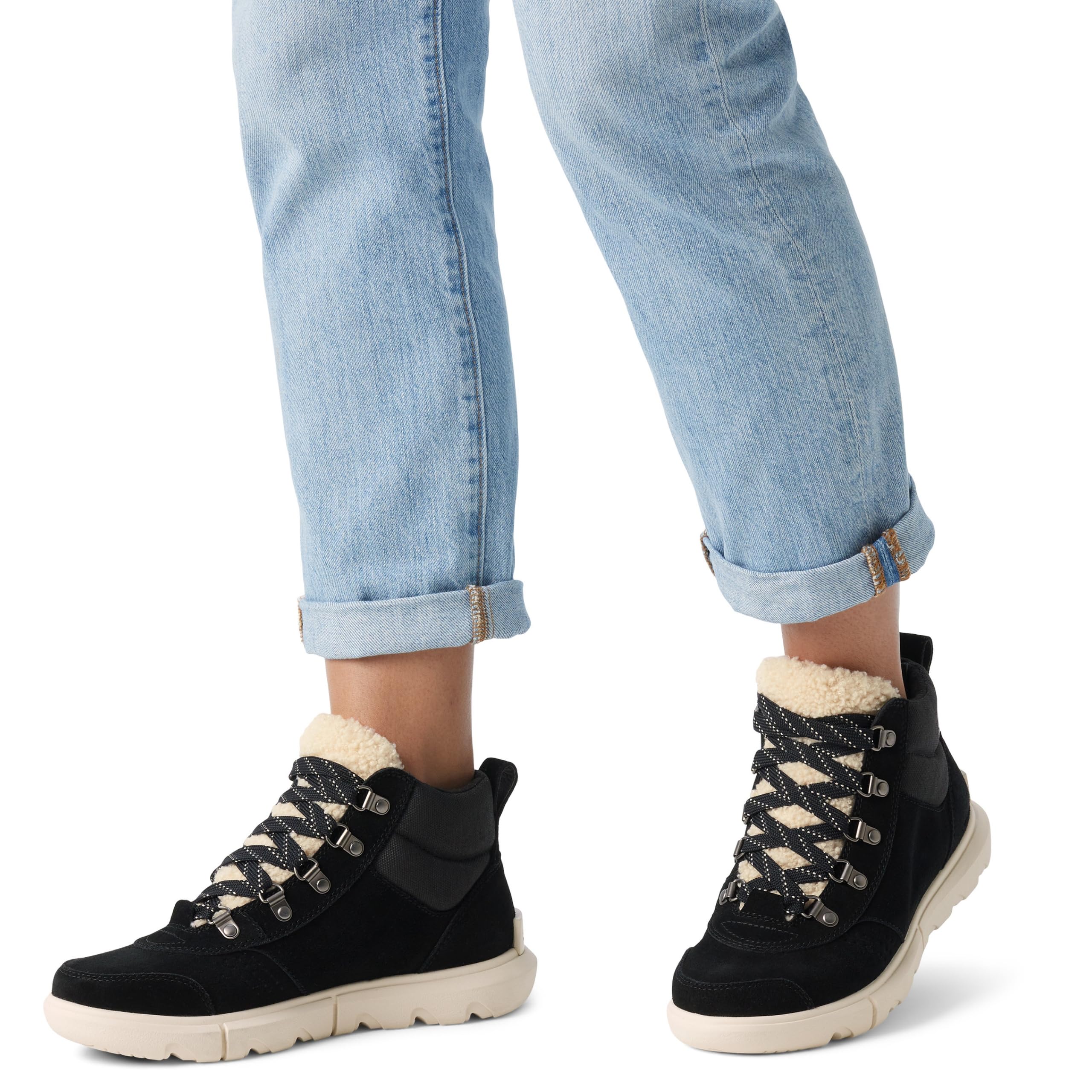 Sorel Explorer Next Hiker Ankle Boots for Women - Waterproof Black Mid-Calf Hiking Boots for Outdoor Adventures & Winter Walking