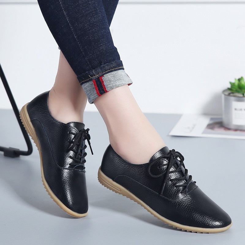 Women's Comfortable Oxford Ballerina Flats - Breathable Slip-On Loafers for Work, Travel & Casual Wear