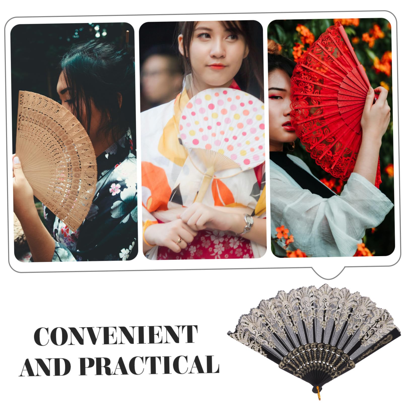 Elegant White Printed Hand Fan - Wedding Decor, Chinese Folding Fan with Floral Design, Portable Handheld Fan for Brides & Guests - Perfect for Weddings, Tea Parties & Summer Events