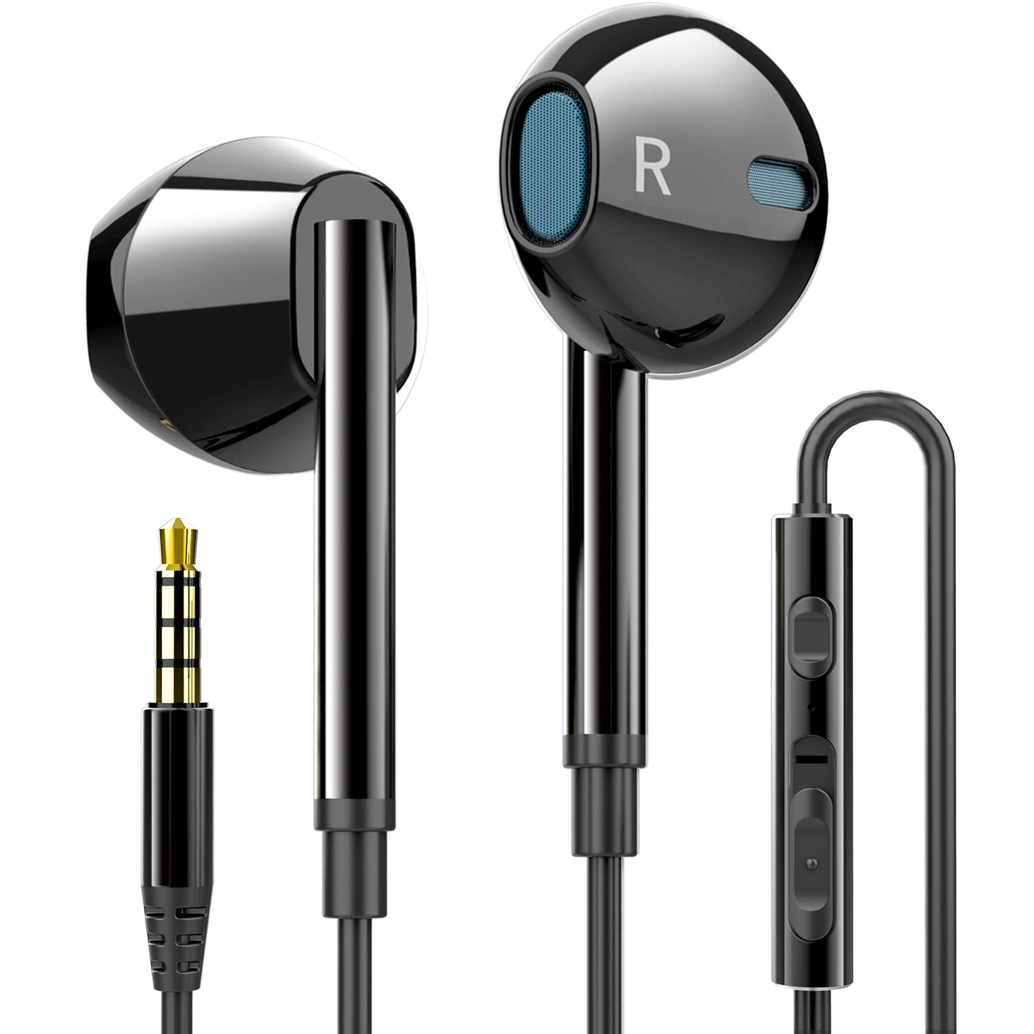Dixvuk Wired Earbuds with Microphone - Noise Isolating In-Ear Headphones for iPhone, Android, iPad, MP3/MP4 - 3.5mm Jack - High Quality Sound for Music, Calls & Gaming (Black) - Perfect for Commuting, Workouts & Travel