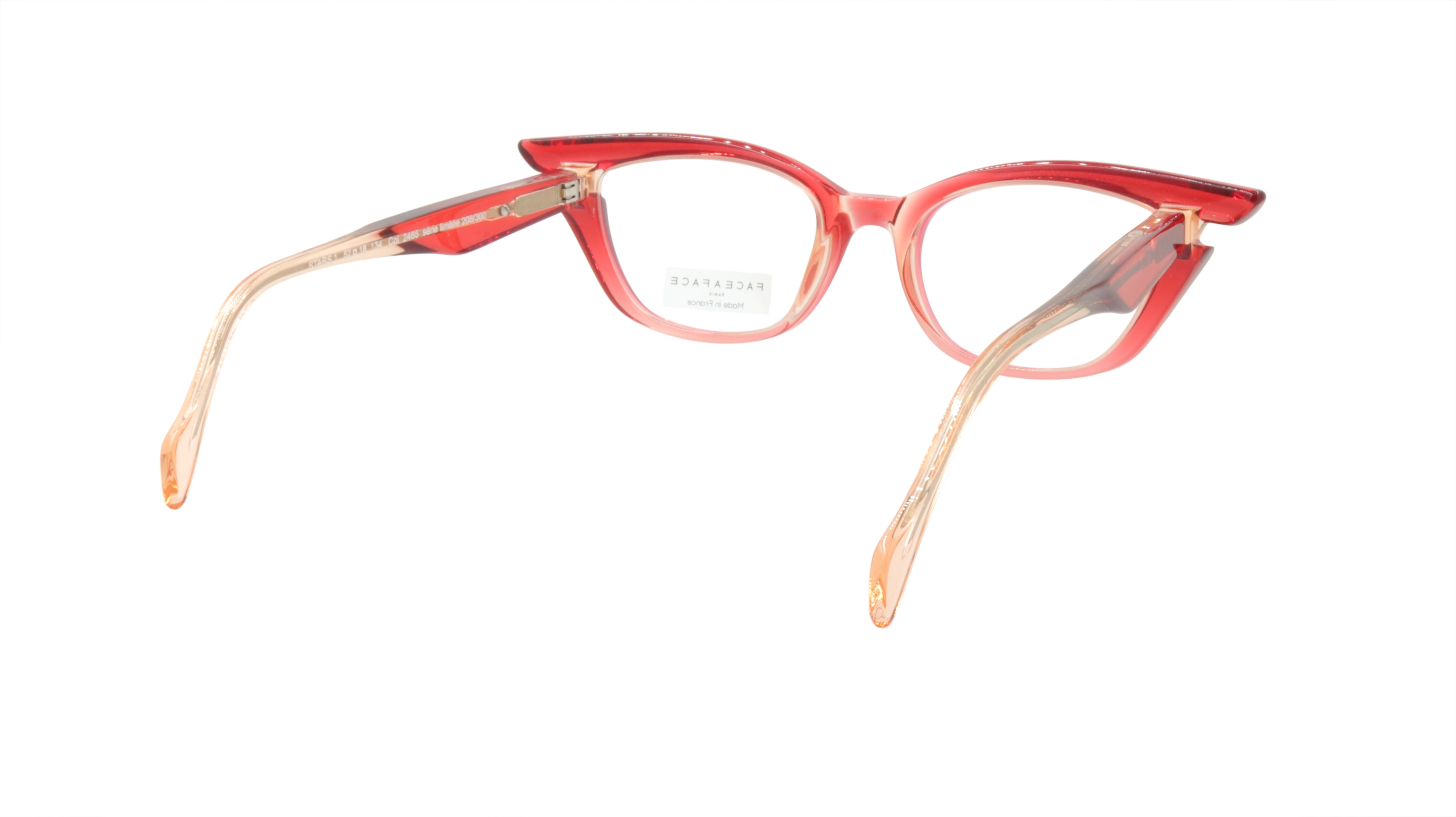 Face A Face STARS 1 Eyeglasses Frame - Acetate Transparent Raspberry Color (Col. 2465) | Trendy Optical Frames for Women & Men | Perfect for Office, Reading & Fashion Accessories