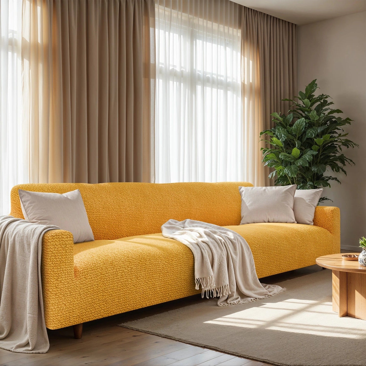4-Seater Sofa Slipcover - Soft Microfiber Fabric, Stretchable & Washable - Perfect for Living Room, Family Room & Home Decor