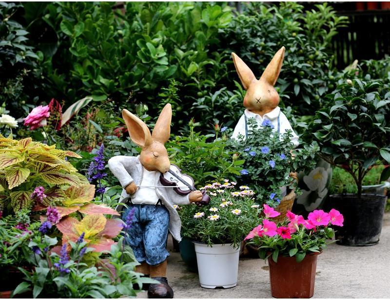 Large Rabbit Statue Flower Pot - Outdoor Garden Decor for Courtyard, Villa & Patio | Unique Housewarming Gift & Gardening Ideas | Perfect for Spring Planting, Easter Decor & Backyard Landscaping
