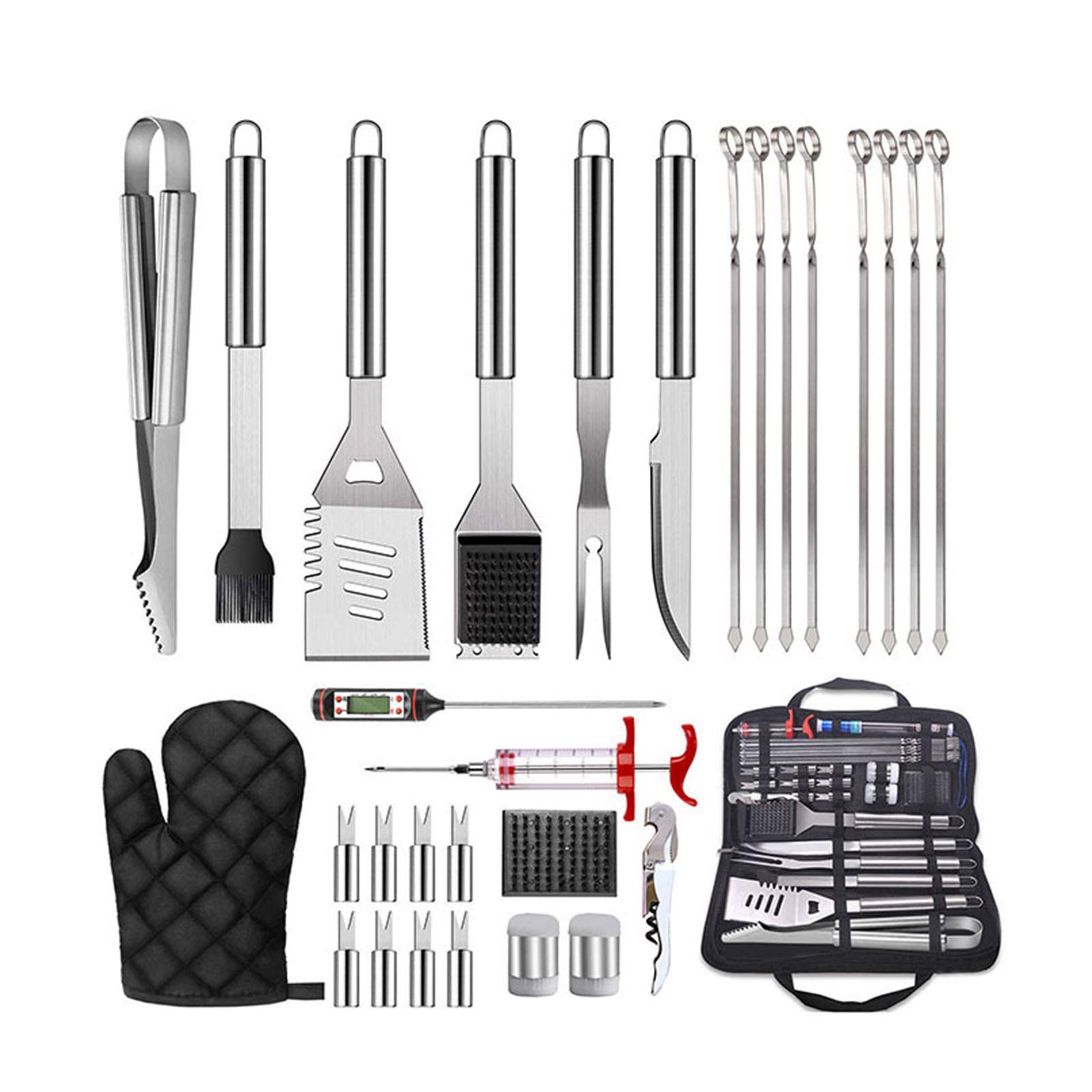 30-Piece Premium Stainless Steel BBQ Grill Tools Set - Heavy Duty Barbecue Utensils Kit with Storage Bag - Perfect for Outdoor Grilling, Backyard Cookouts, Camping & Father's Day Gifts for Men
