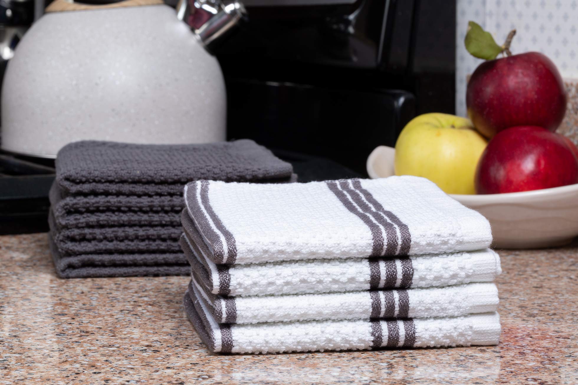 Premium 8-Pack Cotton Dish Cloths - Super Absorbent 12