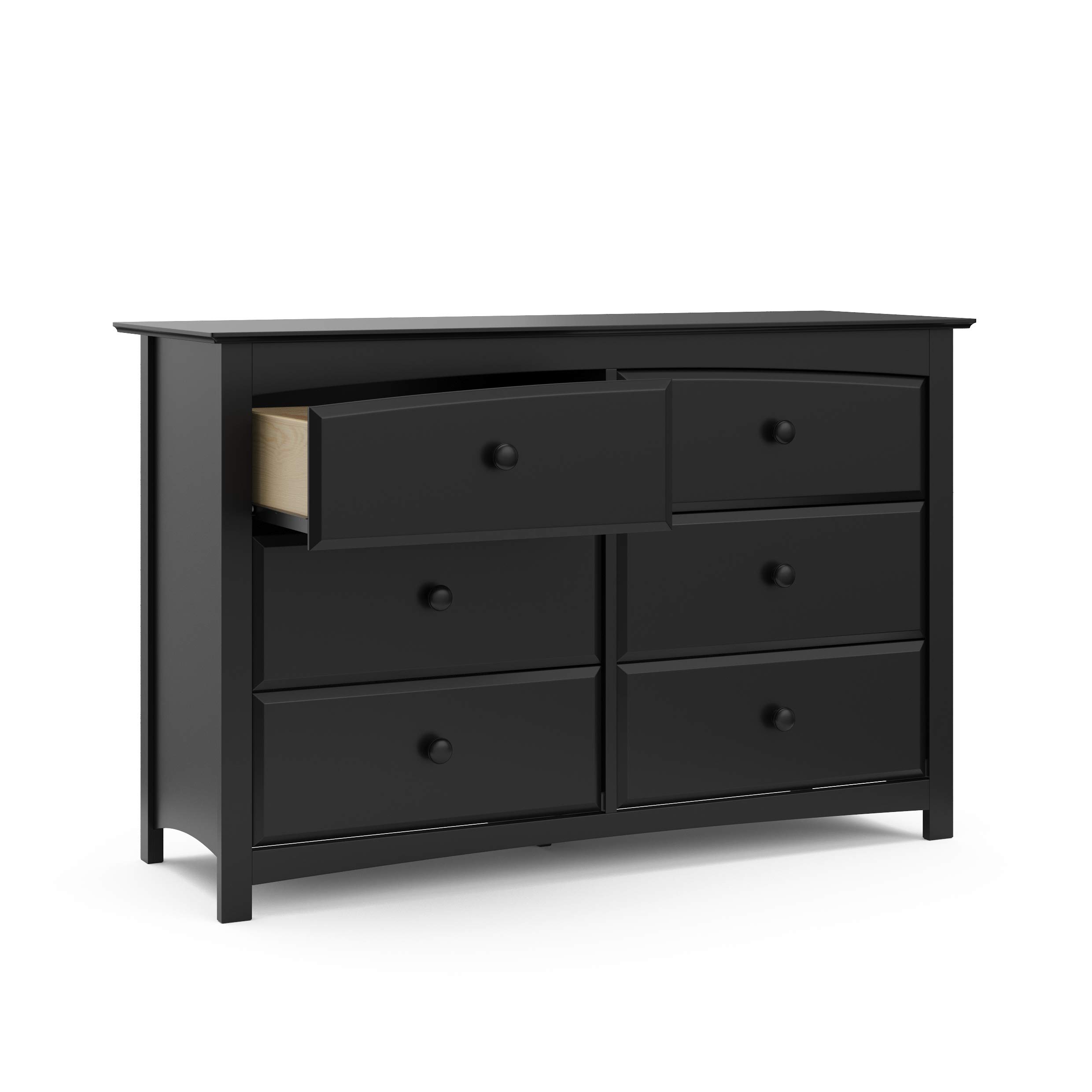 Storkcraft Kenton 6-Drawer Double Dresser in Black - Kids Bedroom Dresser, Nursery Storage Organizer with 6 Drawers, Universal Children's Furniture for Bedroom & Playroom Organization