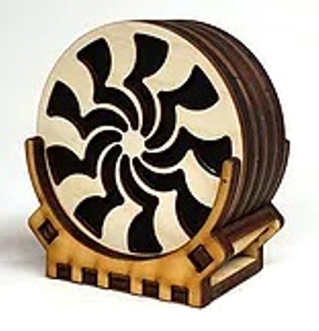 Baltic by Design Coaster Set - Single Spiro Wooden Drink Coasters for Home & Bar Use - Perfect for Coffee, Wine, and Beverage Protection