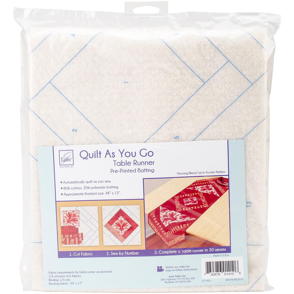 June Tailor Quilt As You Go Table Runner Quilt Pattern - Morning Blend Design for DIY Home Decor | Perfect for Dining Tables, Coffee Tables & Holiday Decorations